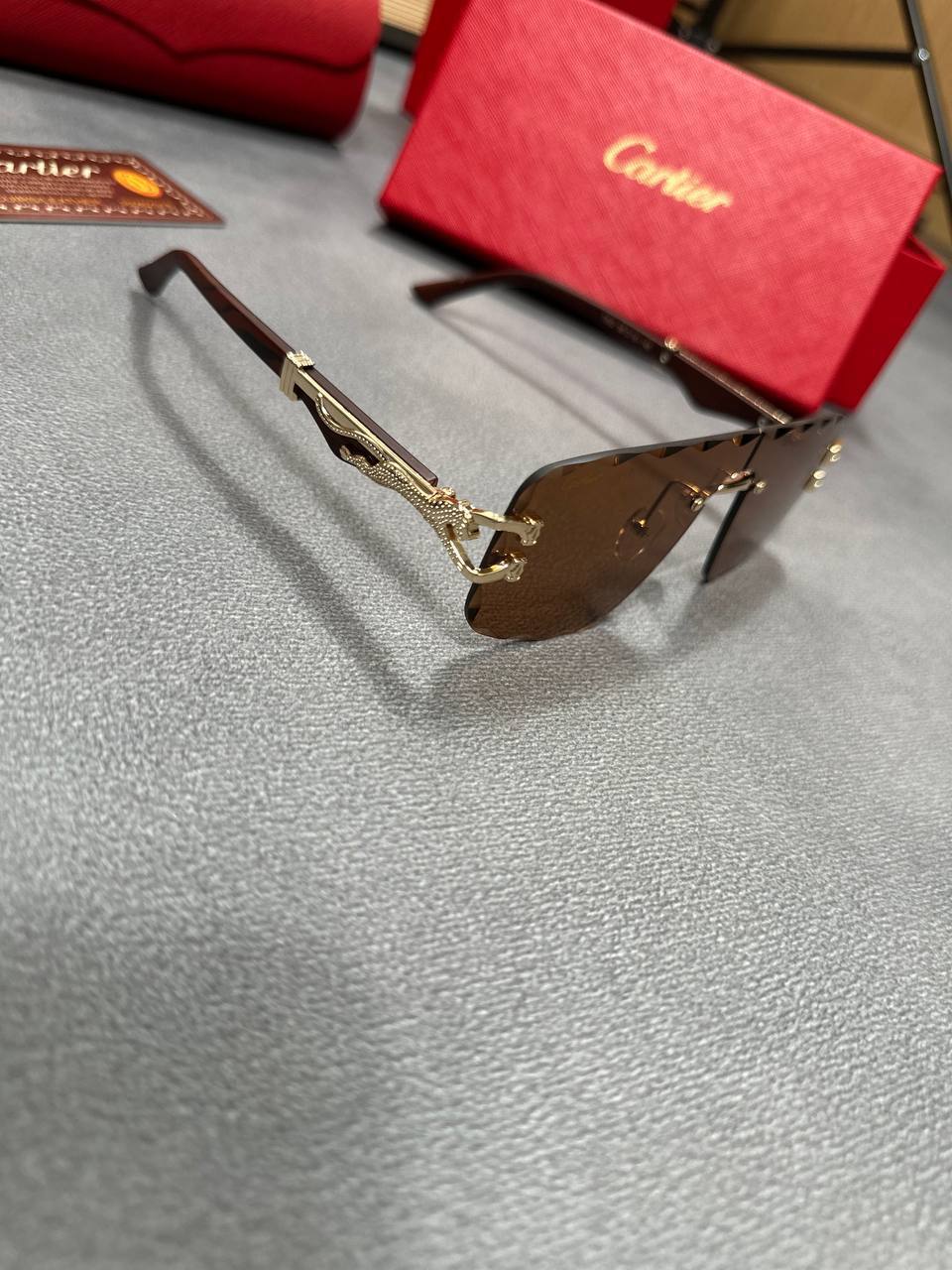 Cartier Grayish Rimless Frame Fashion Sunglasses Womens in 2 Color UK Replica AAA Quality