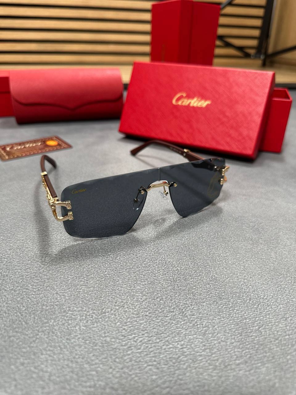 Cartier Grayish Rimless Frame Fashion Sunglasses Womens in 2 Color UK Replica AAA Quality