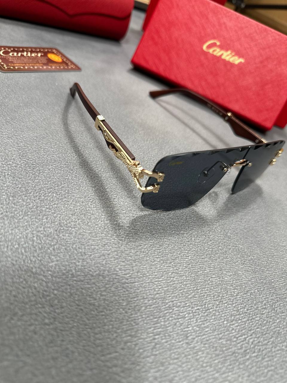 Cartier Grayish Rimless Frame Fashion Sunglasses Womens in 2 Color UK Replica AAA Quality