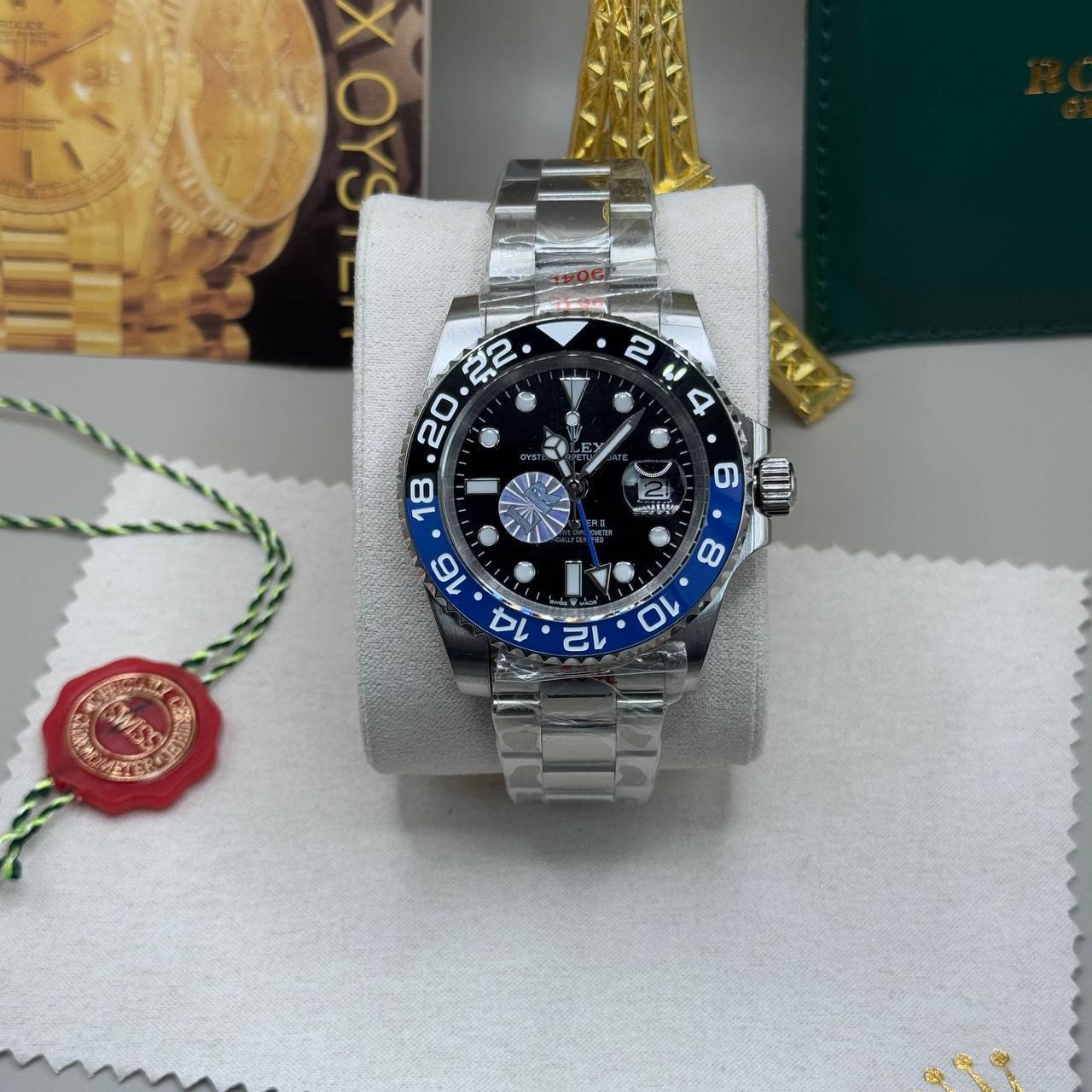 Rolex GMT-Master II Batman Jubilee Stainless Steel Replica Watches Mens AAA Quality UK Reps