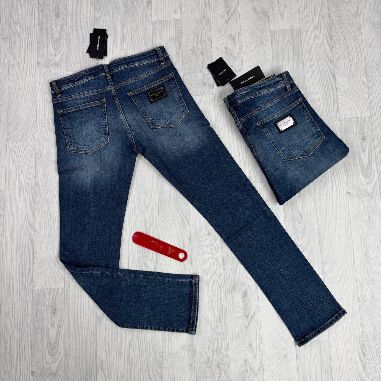 DOLCE & GABBANA Men's Slim High Stretch Jeans Navy Blue UK Reps AAA Quality