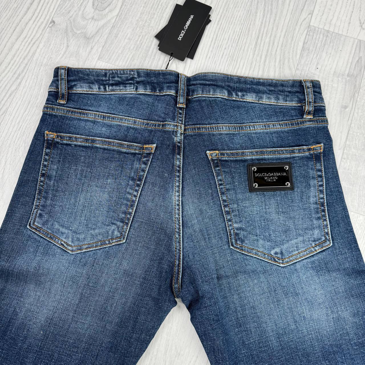 DOLCE & GABBANA Men's Slim High Stretch Jeans Navy Blue UK Reps AAA Quality