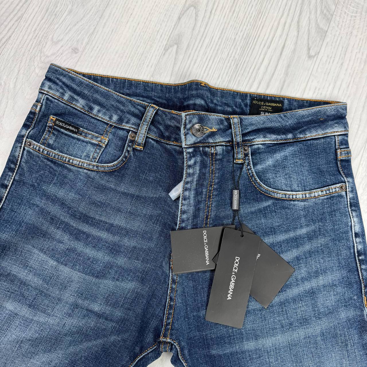 DOLCE & GABBANA Men's Slim High Stretch Jeans Navy Blue UK Reps AAA Quality