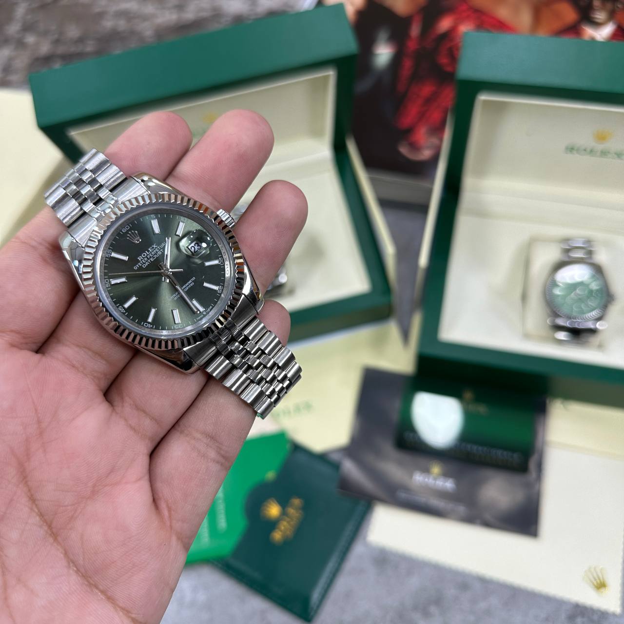 Rolex Datejust Custom Olive Green Dial Mens Watch UK Reps AAA Quality