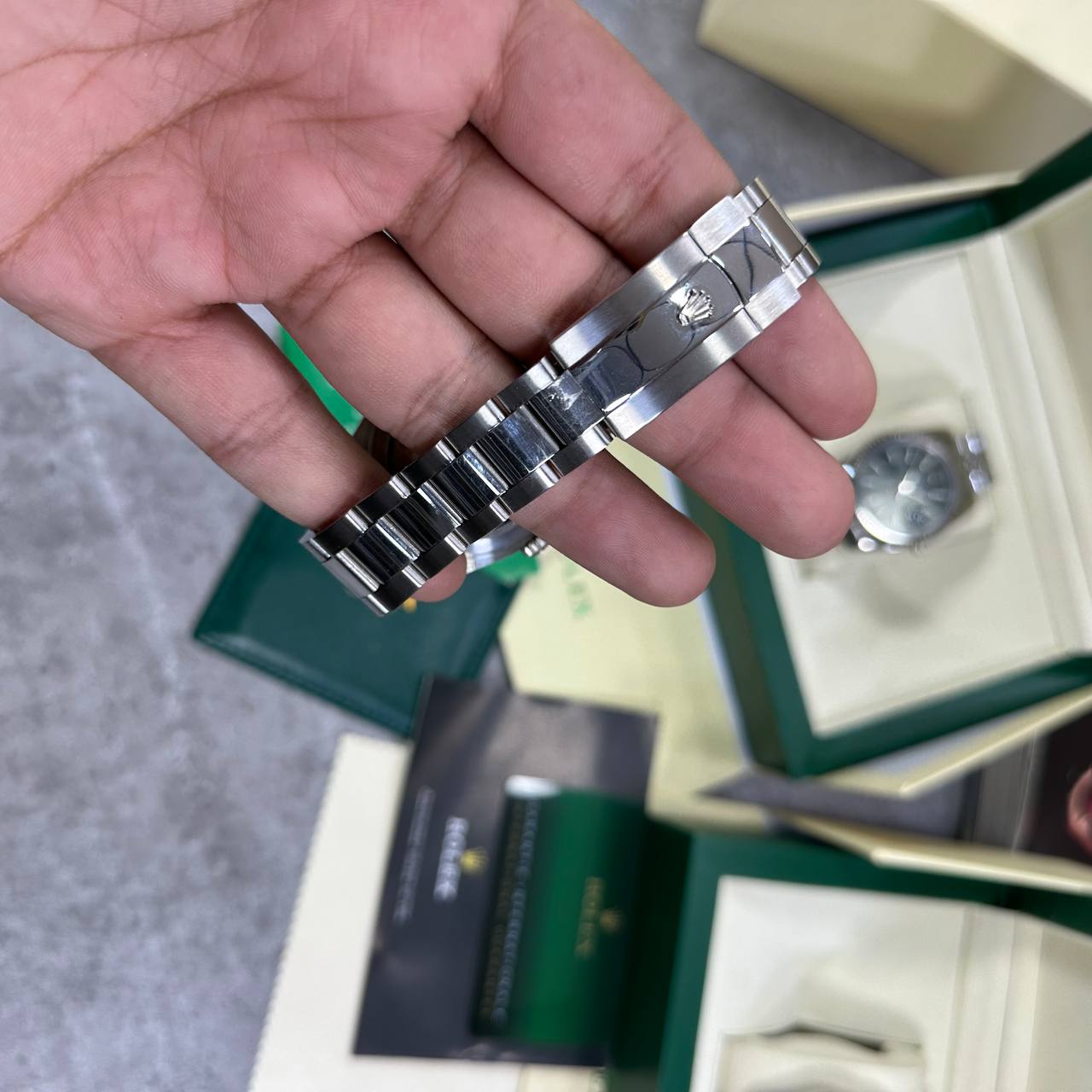 Rolex Datejust Custom Geometric Pattern Green Dial Mens Watch UK Reps AAA Quality