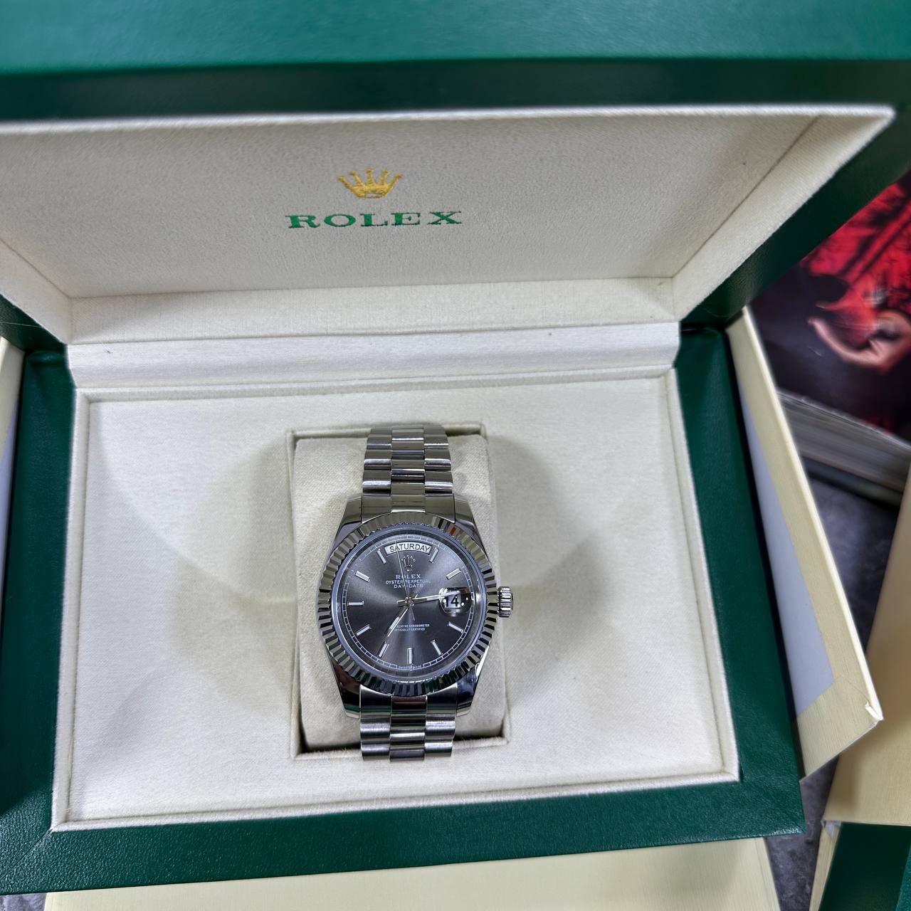 Rolex Day-Date Slate Dial Fluted Bezel Mens Watches UK Reps AAA Quality