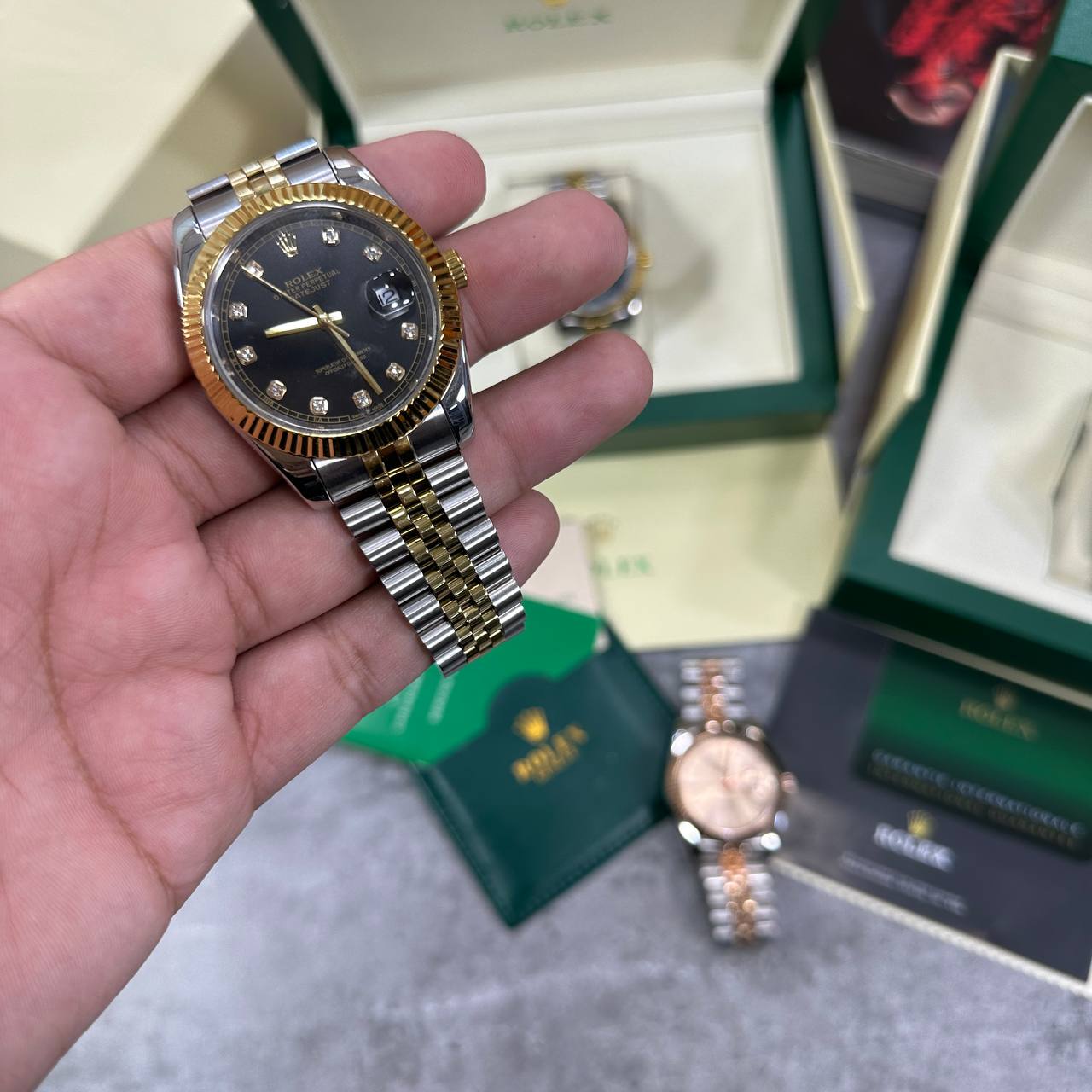 Rolex Datejust Two-Tone Black Dial Mens Watch UK Reps AAA Quality
