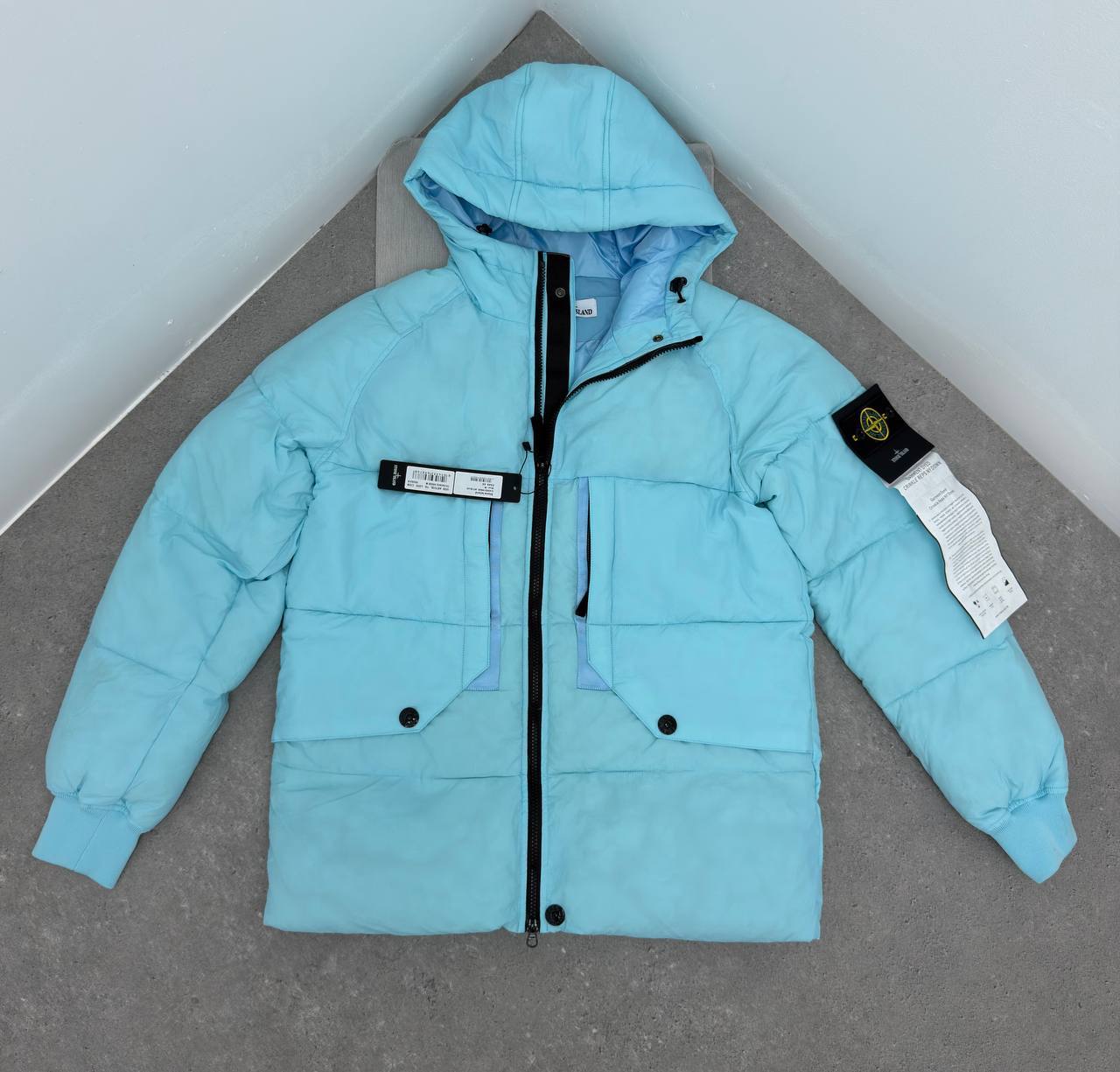 Stone Island Crinkle Reps Hooded Down Jacket Mens in 2 Colors UK Reps AAA Quality