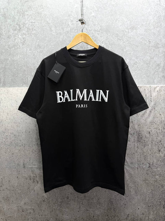 Balmain Rubber Roman Logo Cotton Crewneck T-shirt in Multiple Colors Mens Best Sale UK Reps AAA Quality