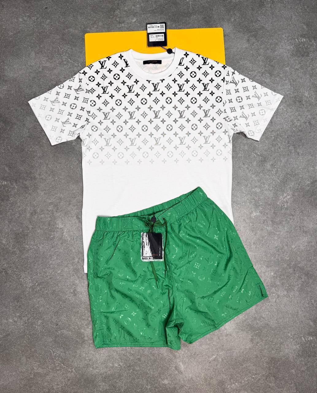 Louis Vuitton Gradient T Shirts & Shorts Sets LV Logo Short Sleeve Tee Shirt Monogram Black For MENs UK Reps AAA Quality