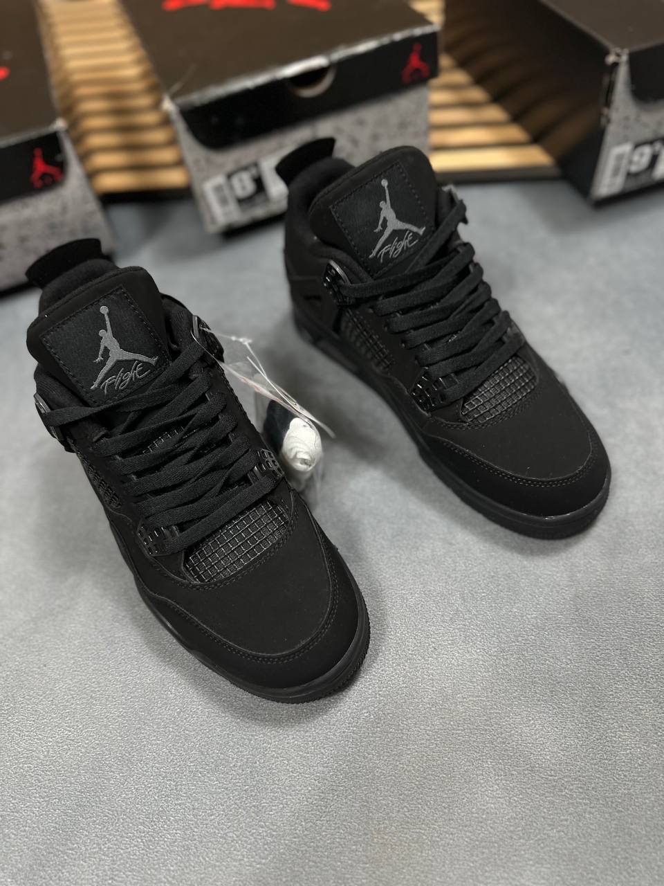 Nike Air Jordan 4 Retro Sneakers In Black Mens Shoes UK Reps AAA Quality