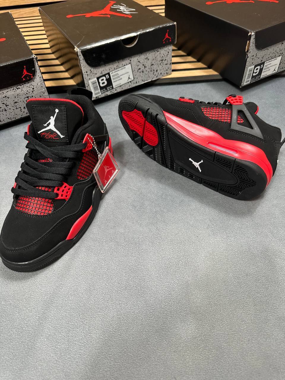 Nike Air Jordan 4 Retro Black & Red Sneakers Mens Shoes UK Reps AAA Quality