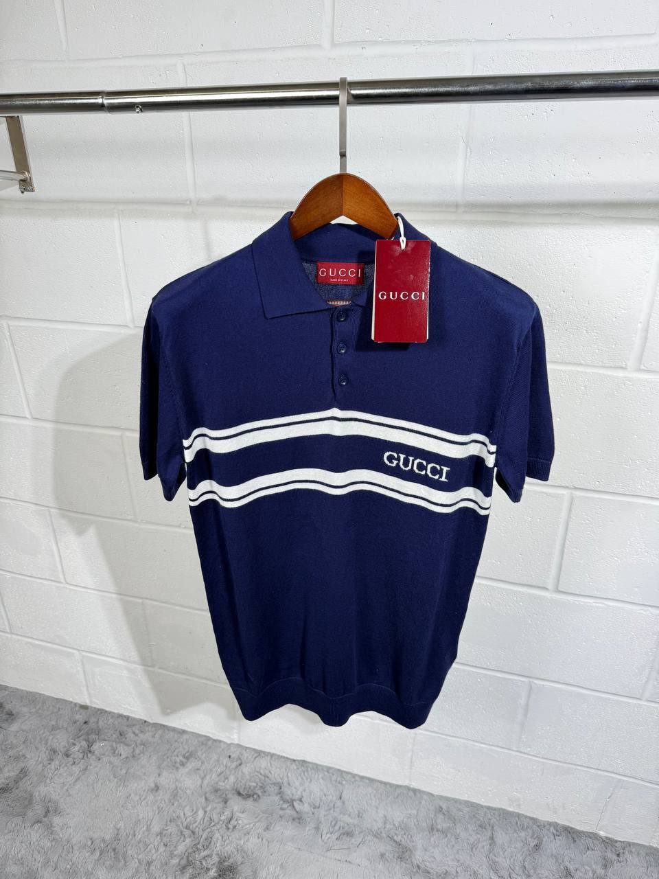 Gucci Striped Knitted Logo Polo Shirts Shorts Sleeves Mens in Multiple Colors UK Reps AAA Quality