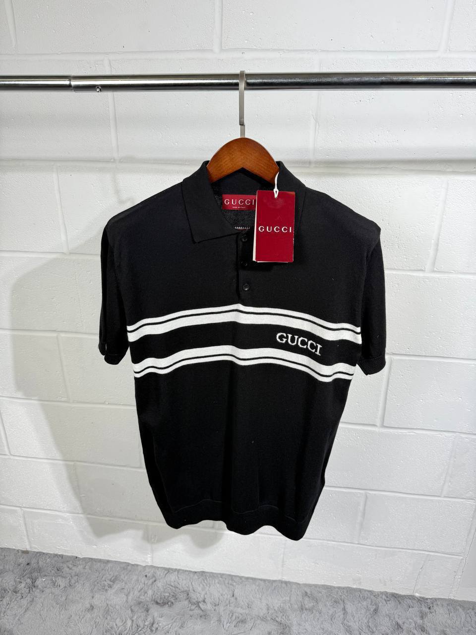 Gucci Striped Knitted Logo Polo Shirts Shorts Sleeves Mens in Multiple Colors UK Reps AAA Quality