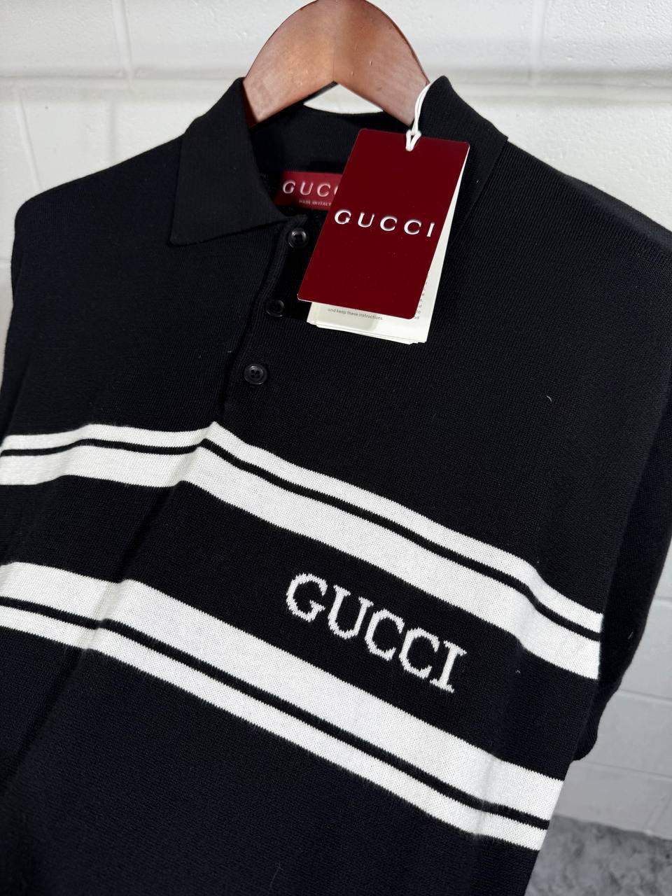 Gucci Striped Knitted Logo Polo Shirts Shorts Sleeves Mens in Multiple Colors UK Reps AAA Quality