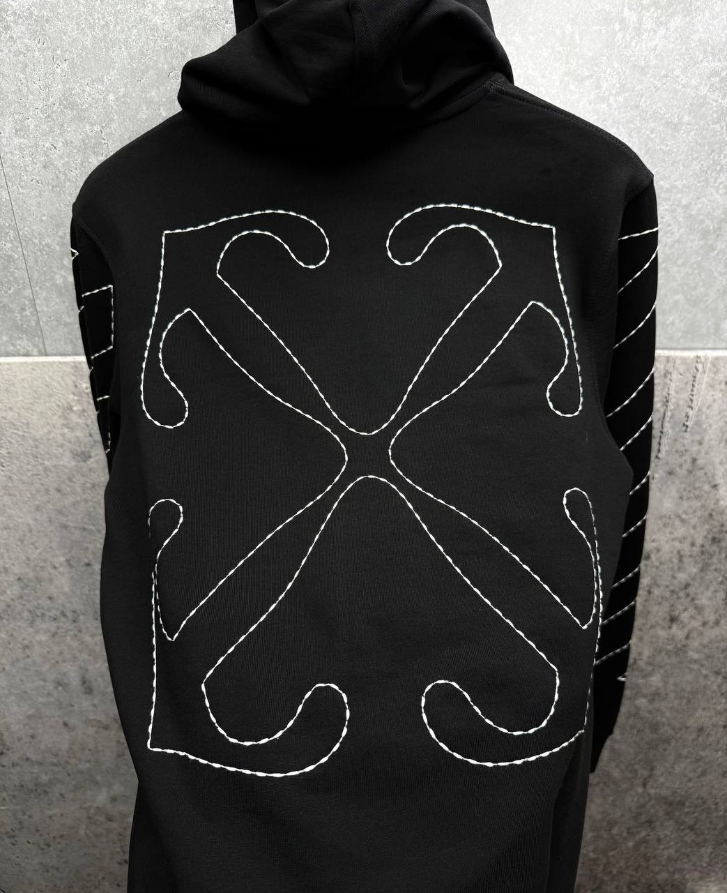 Off-White Diag Outline Knitted Hoodie Mens in Black Color Best Sale UK Reps AAA Quality