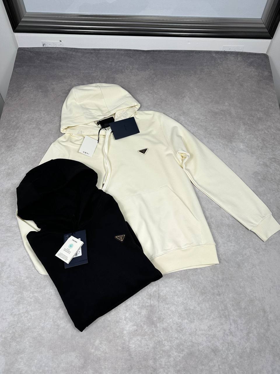 Prada Triangle Logo Hoodie Mens in 2 Colors Best Sale UK Replica AAA Quality