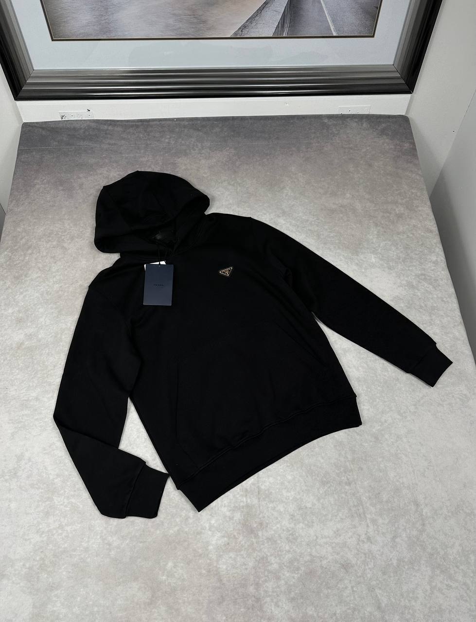 Prada Triangle Logo Hoodie Mens in 2 Colors Best Sale UK Replica AAA Quality