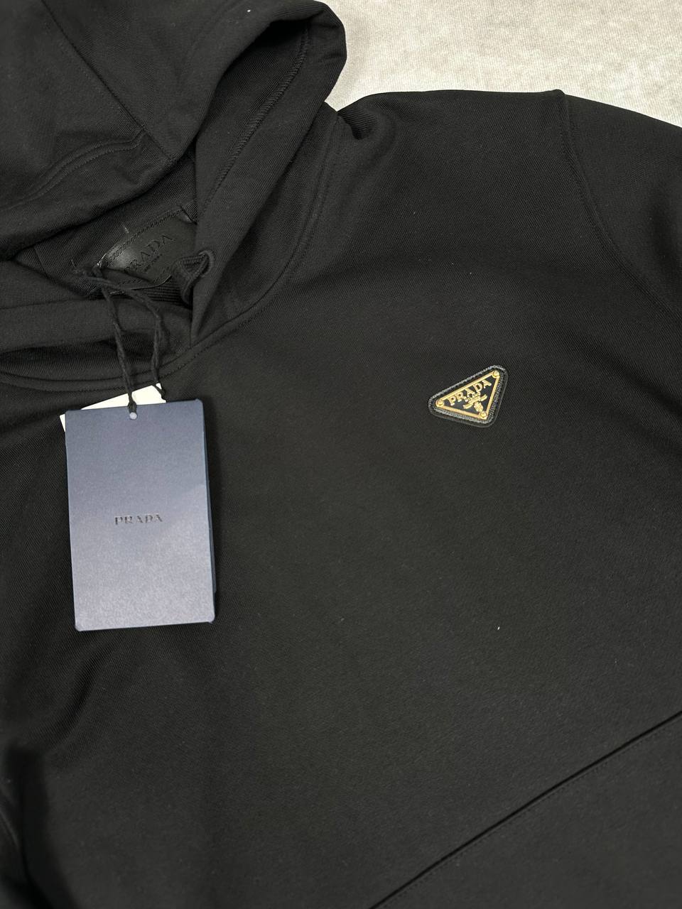 Prada Triangle Logo Hoodie Mens in 2 Colors Best Sale UK Replica AAA Quality