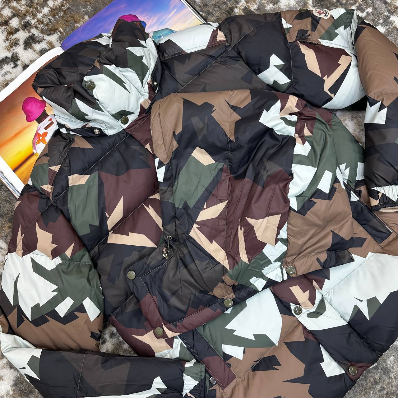 Moncler Mosa Camouflage Hooded Puffer Jacket Mens in Green Color Best Sale UK Reps AAA Quality