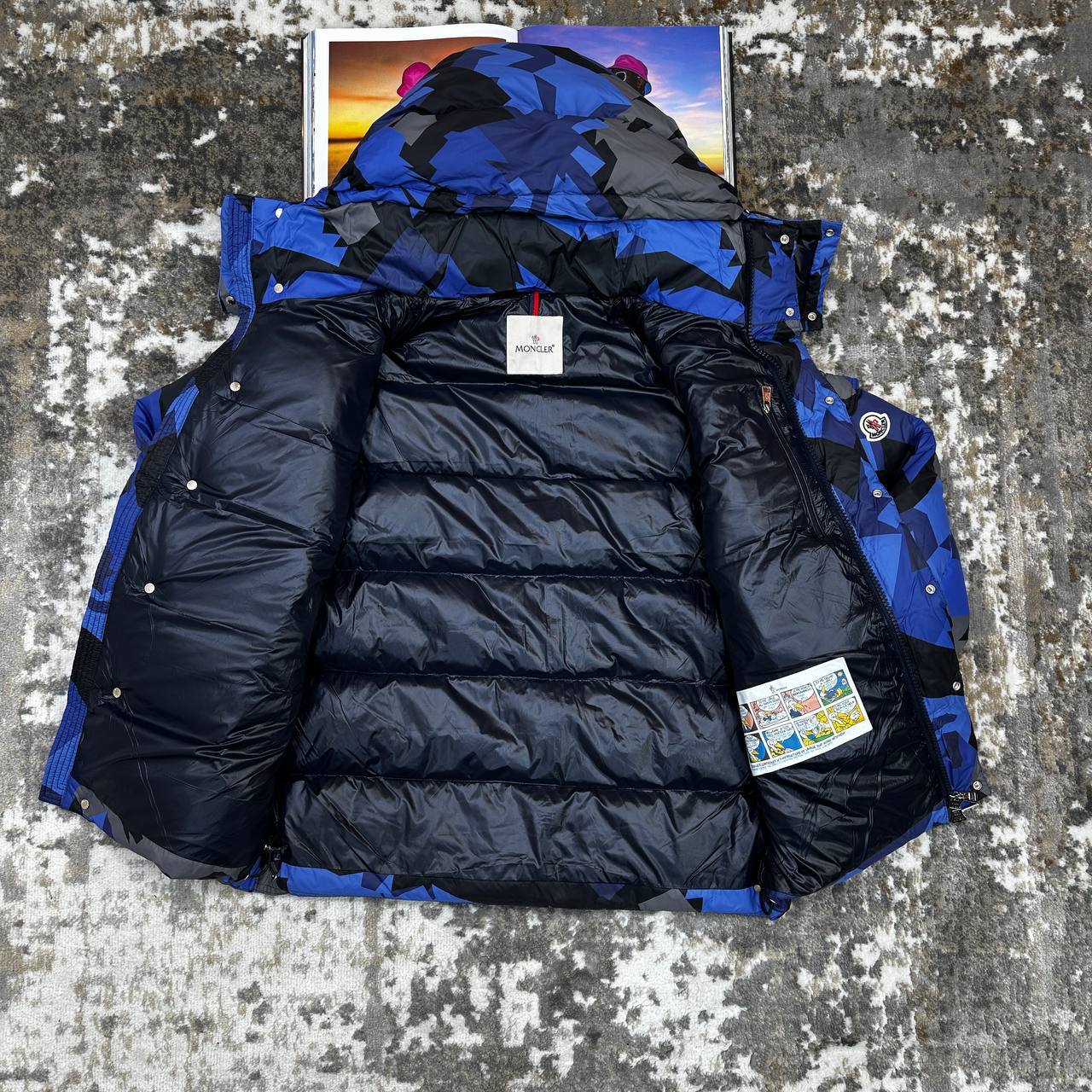 Moncler Mosa Camouflage Hooded Puffer Jacket Mens in Blue Color Best Sale UK Reps AAA Quality