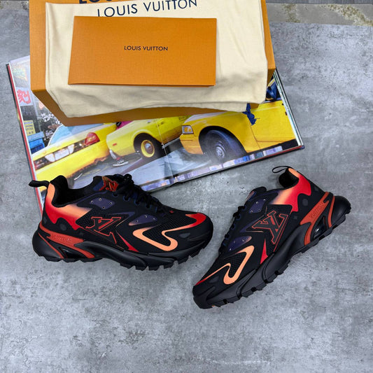 Louis Vuitton Runner Tactic Trainer Sneakers in Black Orange Red Mens UK Reps AAA Quality
