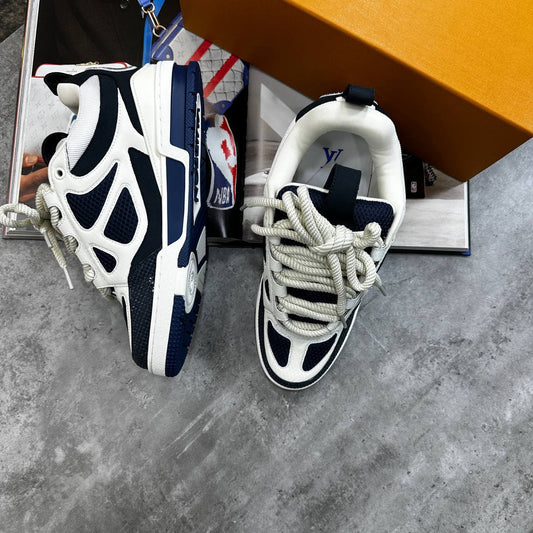 Louis Vuitton LV Low Top Skate Sneakers Marine White Mens Best Sale UK Reps AAA Quality
