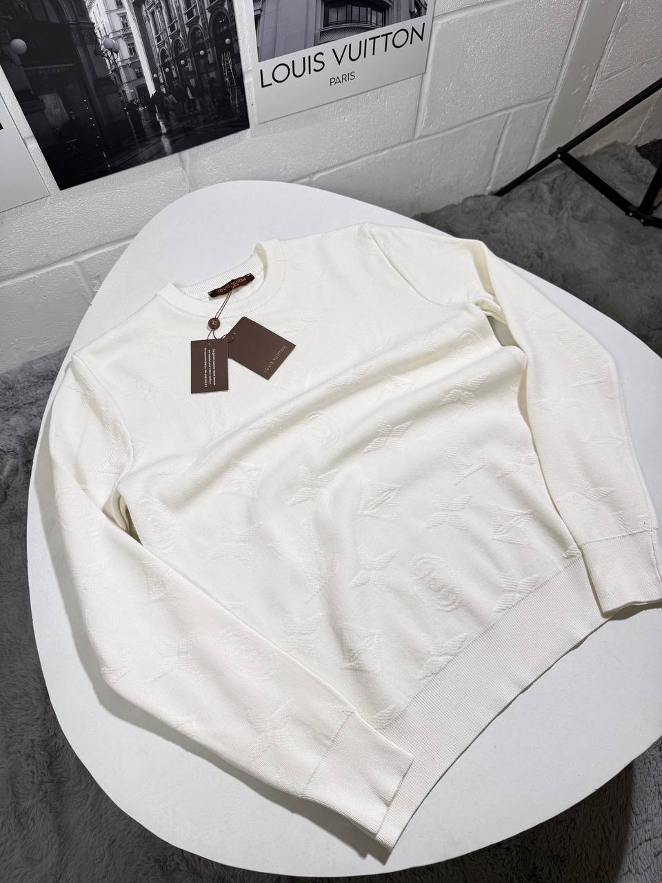 Louis Vuitton Monogram Embossed Pullover Crewneck Ready-to-Wear Mens in 2 Colors Jumpers UK Reps AAA Quality