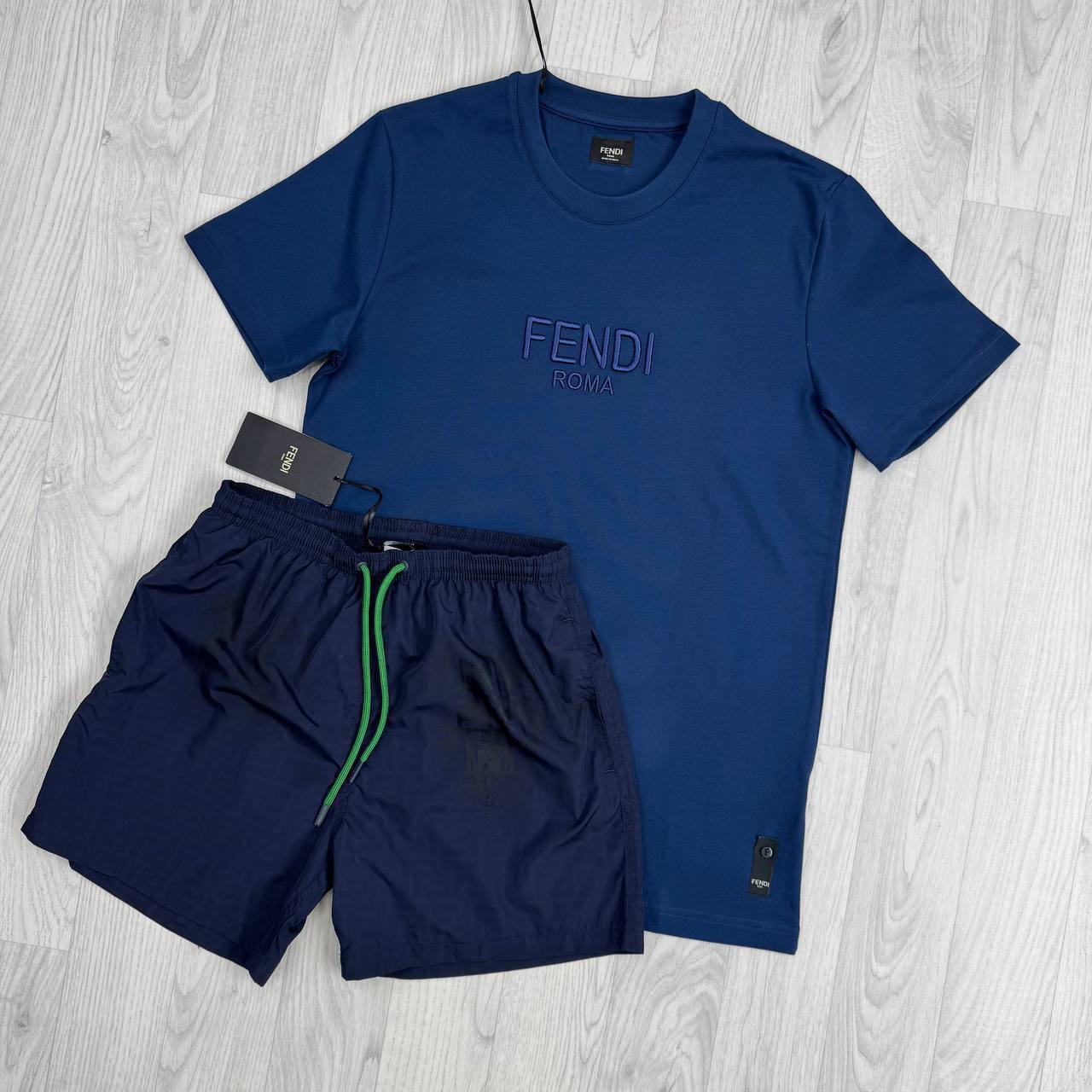Fendi Mens Embroidered Logo T-Shirts & Shorts Sets in Multiple Colors UK Reps AAA Quality