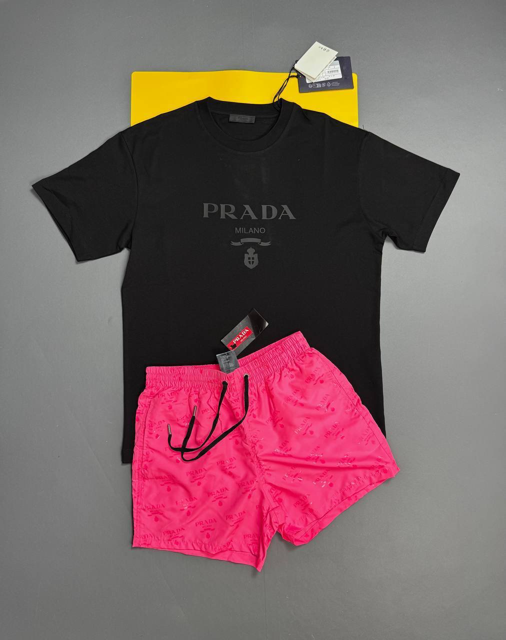 Prada Logo Embroidered Fashion Short Sleeves T-Shirts & Shorts Sets Mens in Multiple Colors UK Reps AAA Quality
