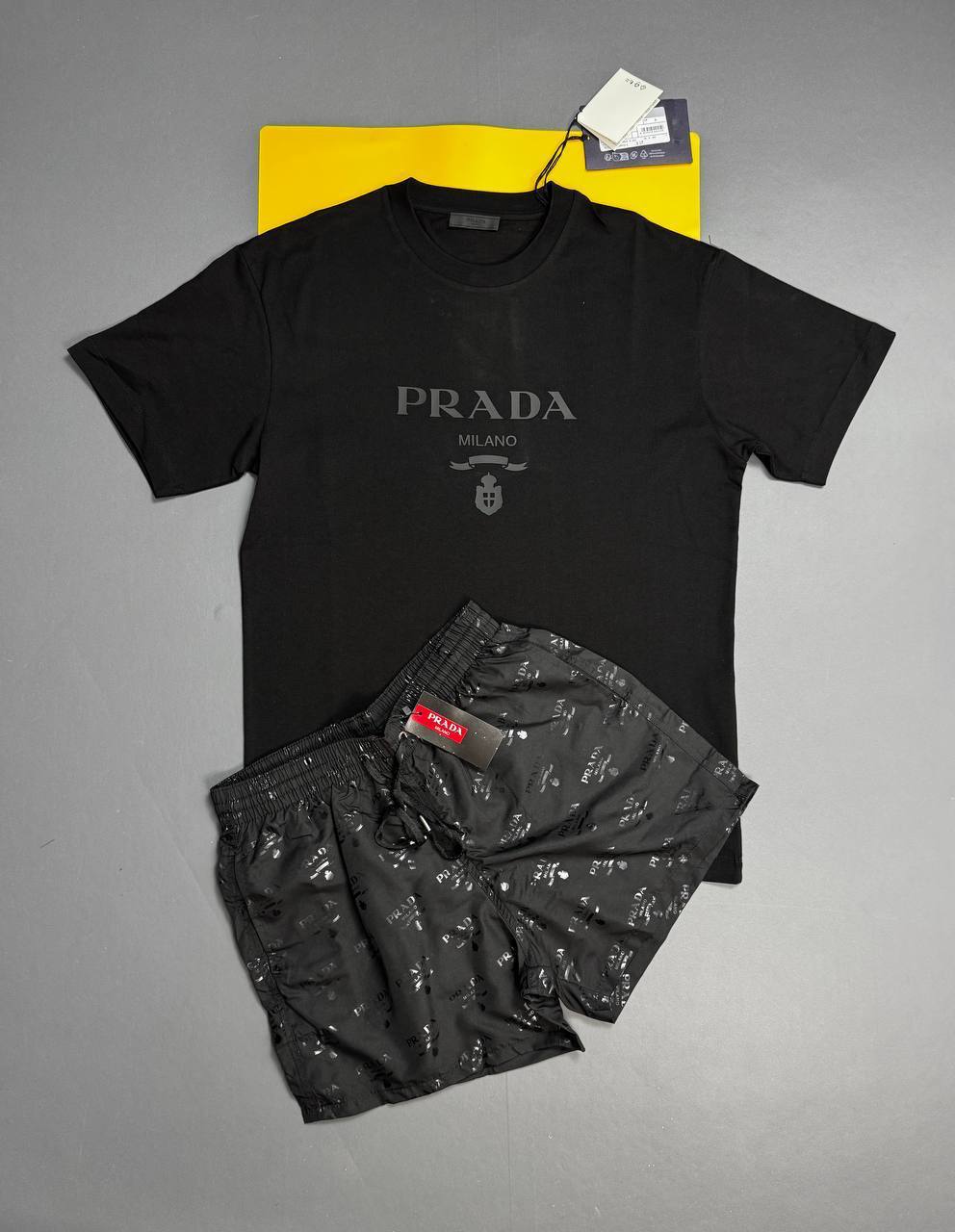 Prada Logo Embroidered Fashion Short Sleeves T-Shirts & Shorts Sets Mens in Multiple Colors UK Reps AAA Quality