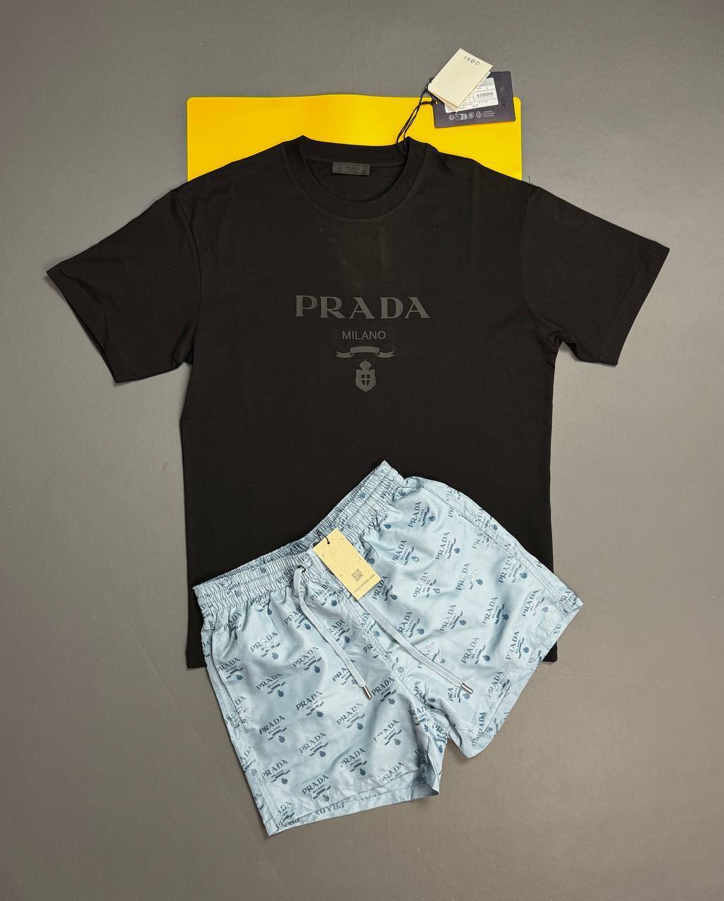 Prada Logo Embroidered Fashion Short Sleeves T-Shirts & Shorts Sets Mens in Multiple Colors UK Reps AAA Quality