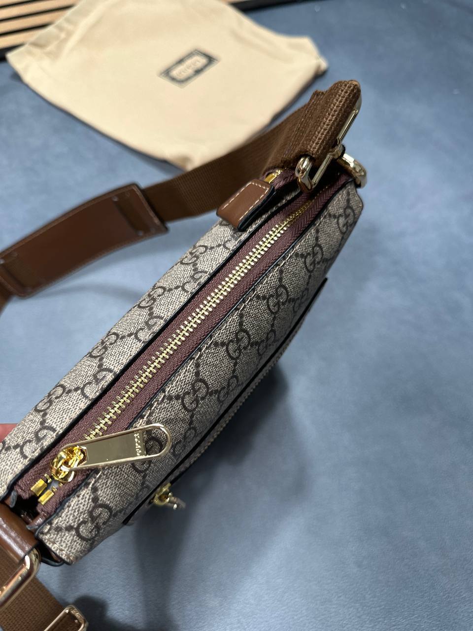 Gucci GG Supreme Messenger Men's Bag Interlocking Beige Brown Best Sale UK Reps AAA Quality