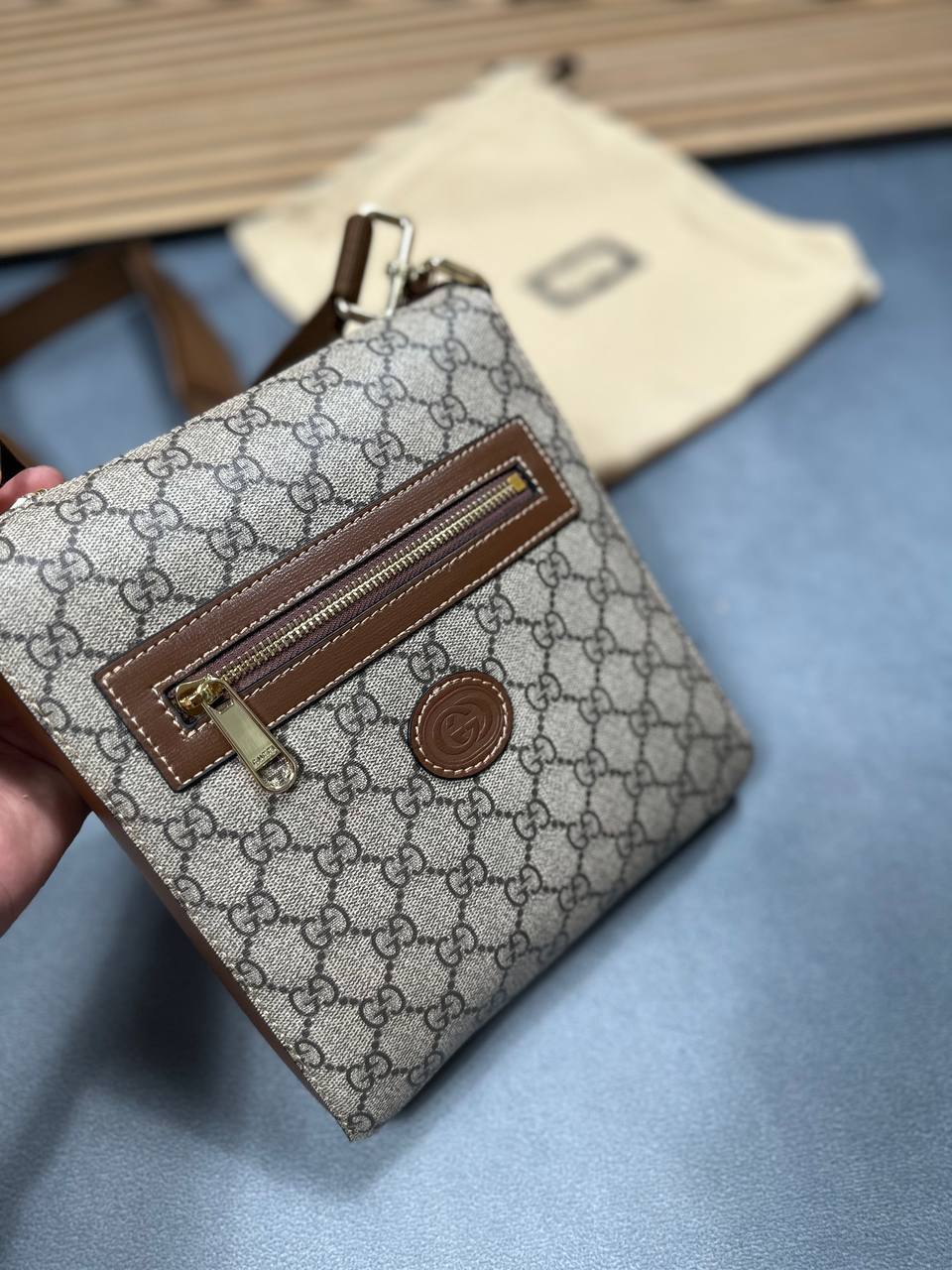 Gucci GG Supreme Messenger Men's Bag Interlocking Beige Brown Best Sale UK Reps AAA Quality