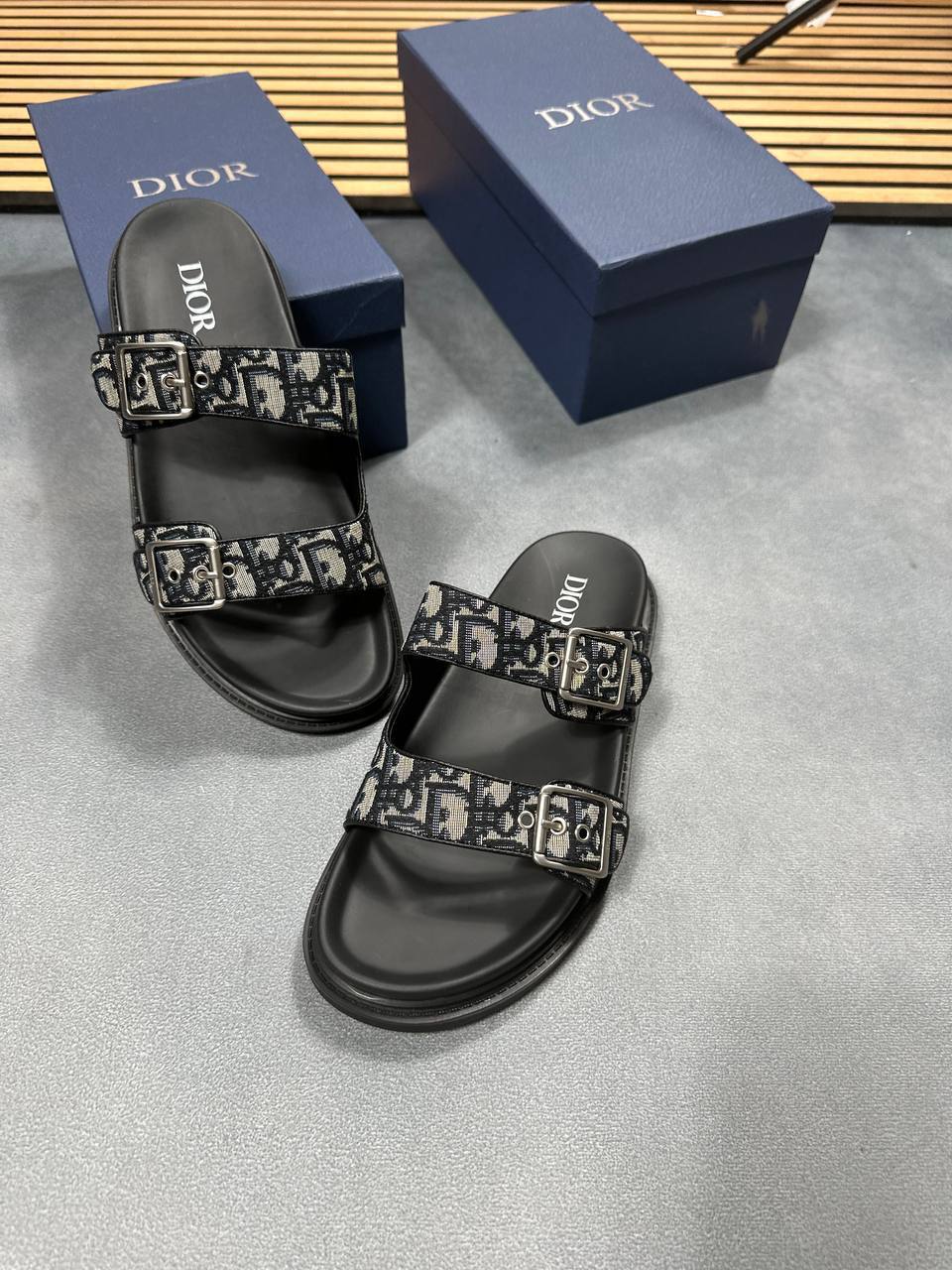 Dior Aqua Sliders Oblique Mens Leather Fashion Footwear Sandals in 2 Color Best Sale UK Reps