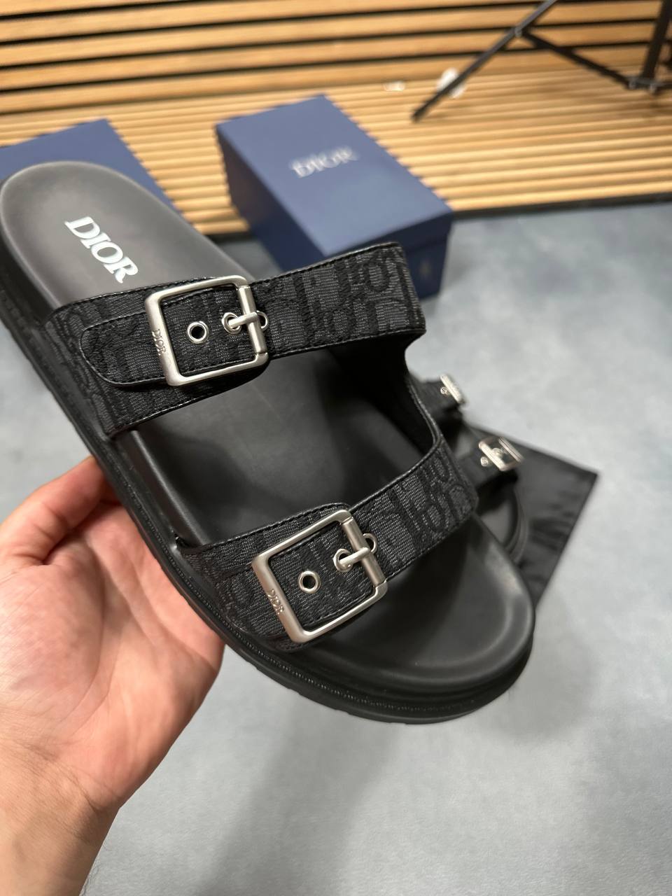 Dior Aqua Sliders Oblique Mens Leather Fashion Footwear Sandals in 2 Color Best Sale UK Reps