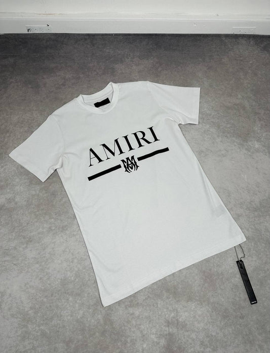 Amiri MA Bar Logo Print T-Shirts Mens in White Color Best Sale UK Reps AAA Quality