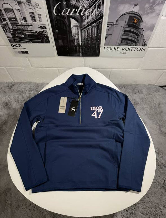 Christian Dior CD Dior 47 Fleeced Half Zip Cotton Mens Jumpers in Multiple Colors Best Sale UK Reps AAA Quality