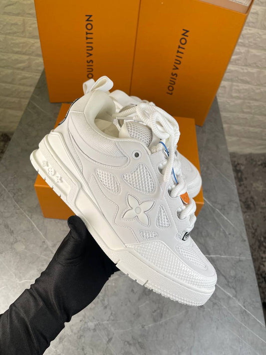 Louis Vuitton LV Skate Gris Clair Homme Shoes with Spikes Top Mens Sneakers in White Color UK Reps AAA Quality