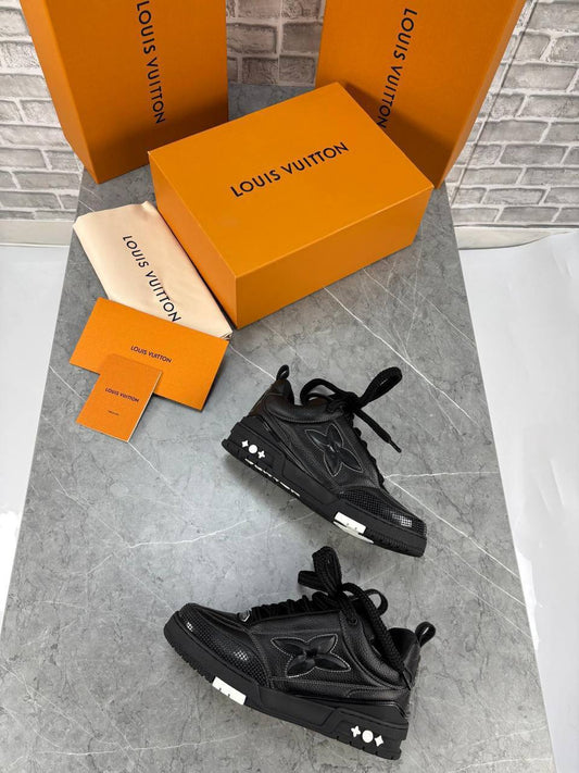 Louis Vuitton LV Skate Gris Clair Homme Shoes with Spikes Top Mens Sneakers in Black Color UK Reps AAA Quality