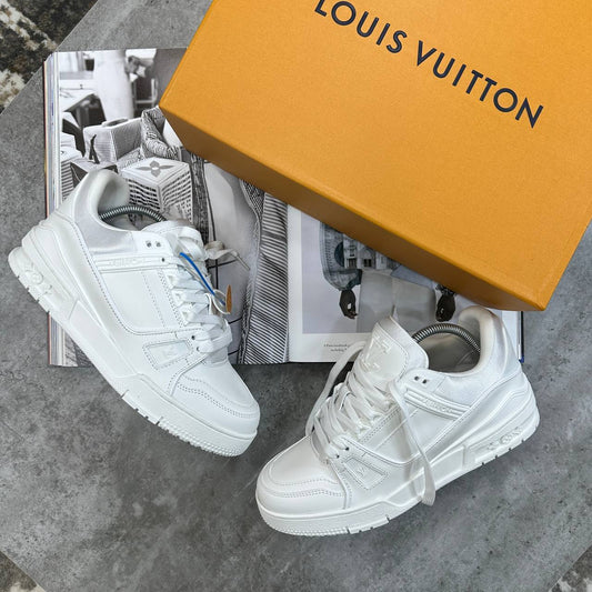 Louis Vuitton LV Trainers Triple White Fashion Wear Mens UK Reps AAA Quality