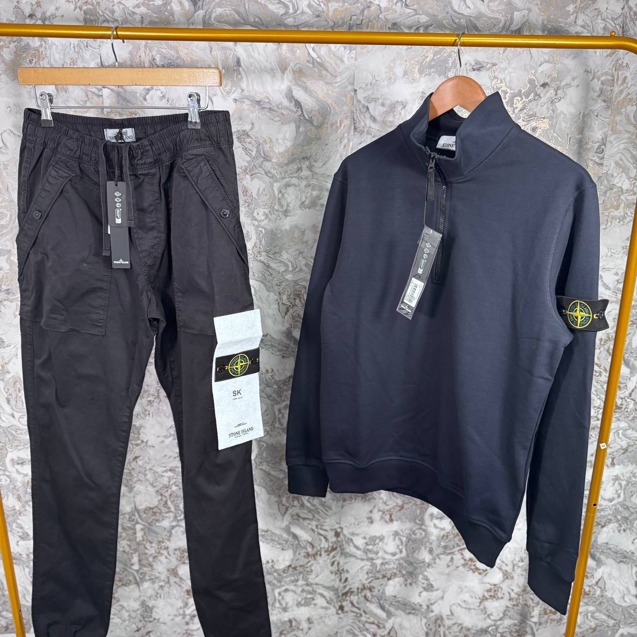 Stone Island Cotton Fleece Half Zip Zipper & Cargo Set Mens in Multiple Colors Best Sale UK Reps AAA Quality