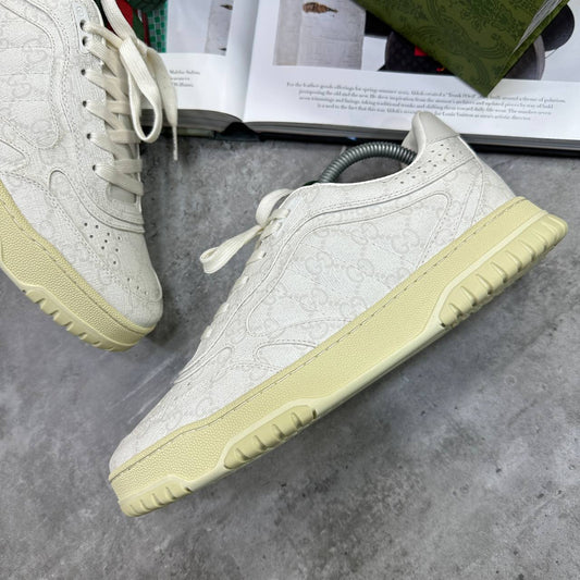 Gucci Re-Web GG Canvas Suede-Trimmed Trainers Mens in White Color Best Sale UK Reps AAA Quality