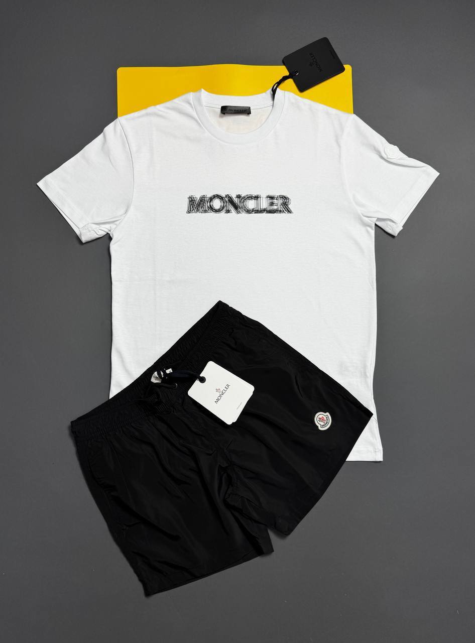 Moncler Logo Print Cotton Replica Mens Fake Boys T-Shirts & Shorts Sets Tee in Multiple Colors Sale UK Reps AAA Quality