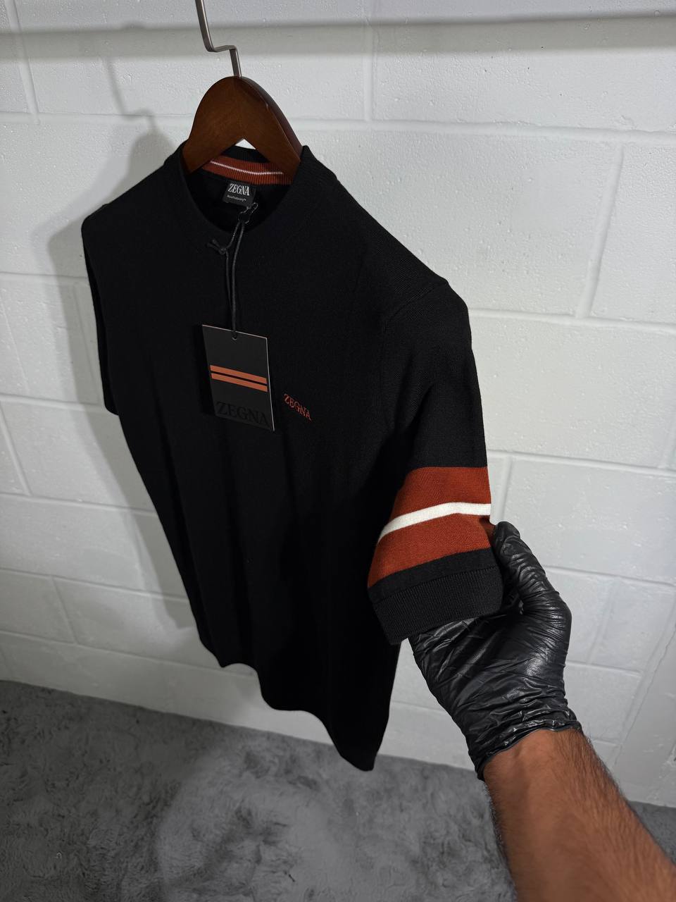 Zegna Logo Embroidered Round Neck Mens T-Shirts Fancy Fashion Short Sleeves UK Reps AAA Quality