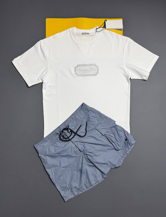 Christian Dior Relaxed-Fit Couture Cotton T-Shirts & Shorts Sets Mens Best Sale UK Reps AAA Quality