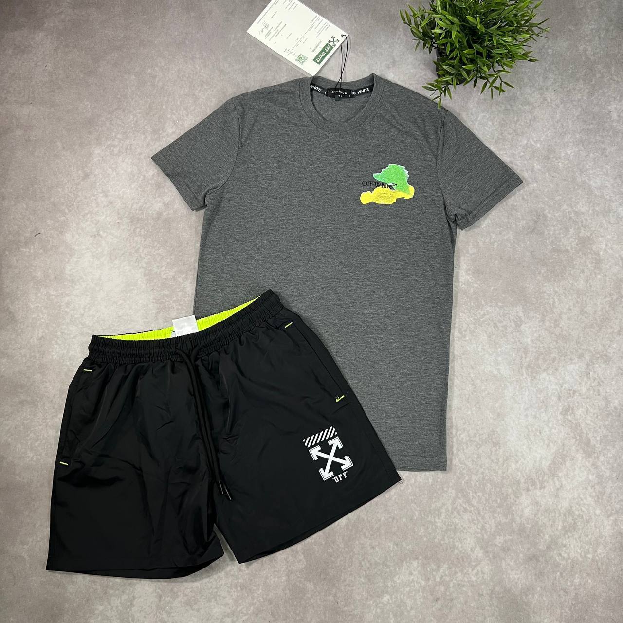 Off-White Arrows Motif Black Brush Arr Slim T-Shirts & Shorts Sets Mens in Multiple Colors UK Reps AAA Quality