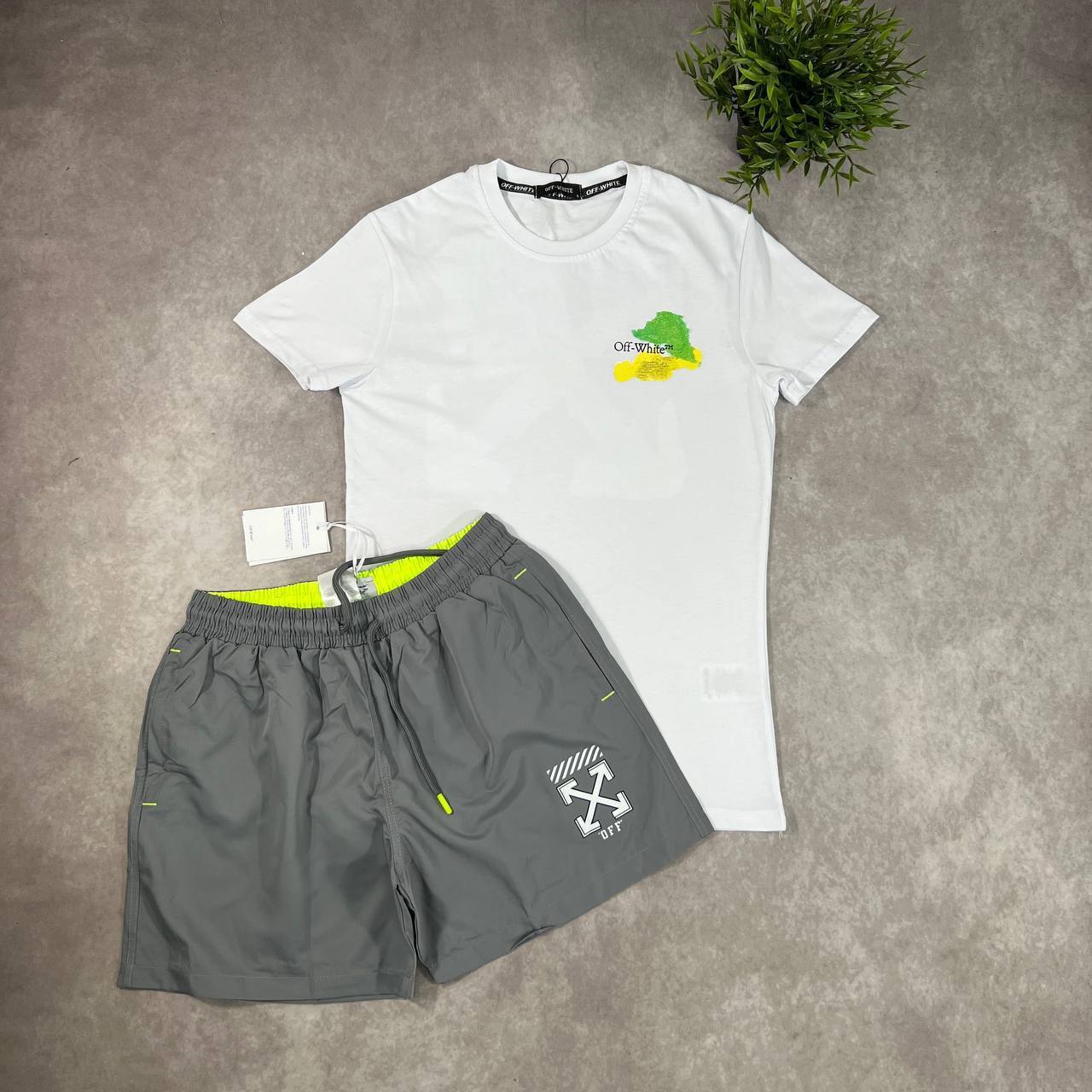 Off-White Arrows Motif Black Brush Arr Slim T-Shirts & Shorts Sets Mens in Multiple Colors UK Reps AAA Quality