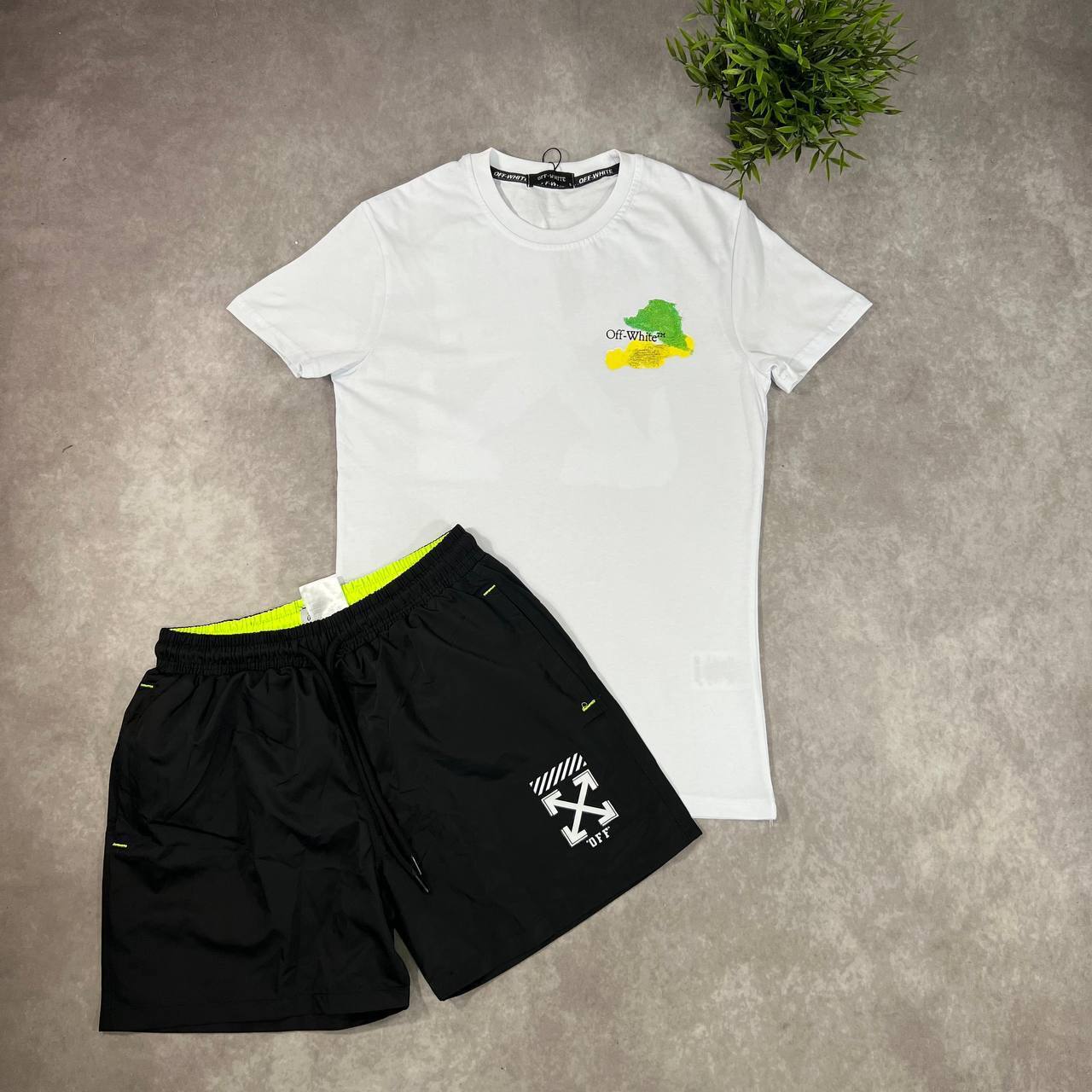 Off-White Arrows Motif Black Brush Arr Slim T-Shirts & Shorts Sets Mens in Multiple Colors UK Reps AAA Quality