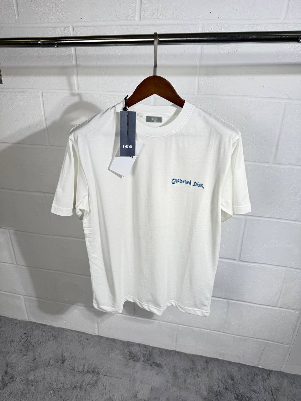 Christian Dior Blue Embroidery Logo Couture Relaxed Fit Tshirts Mens in Multiple Colors UK Reps AAA Quality